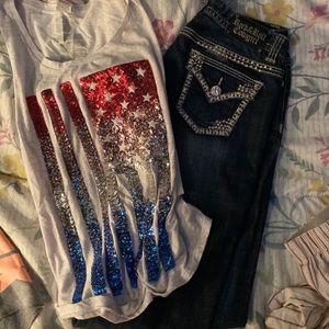 Rock & Roll Cowgirl jeans Pink tank top